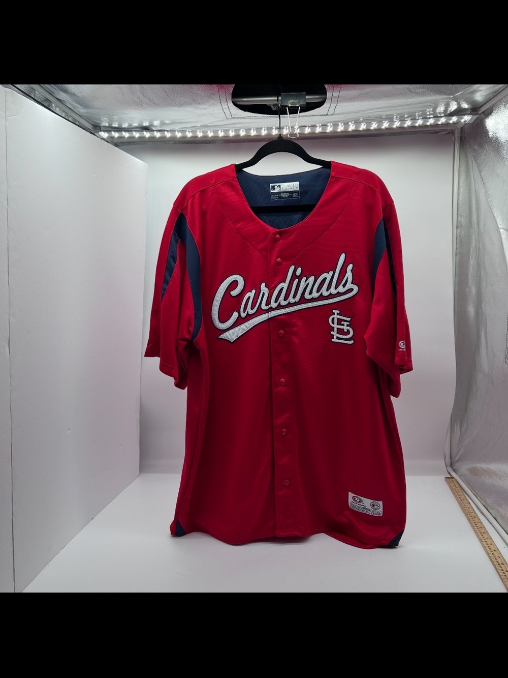Vintage St Louis Cardinals Red Button Up Baseball Jersey Size XL